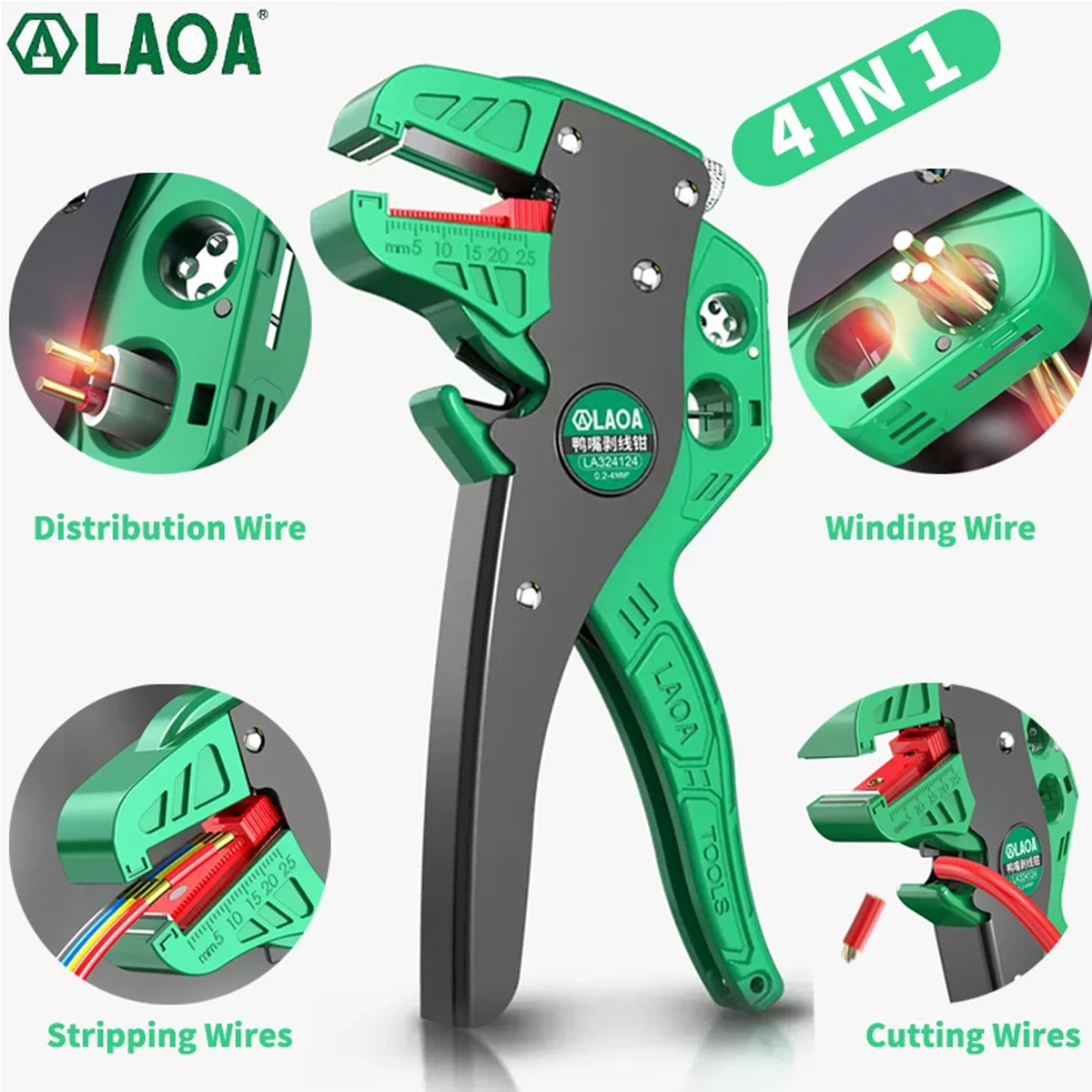 Descascador E Cortador De Fios Automático Profissional LAOA , Ferramenta Multifuncional Para Descascar 0.2-4mm2 Com Tens
