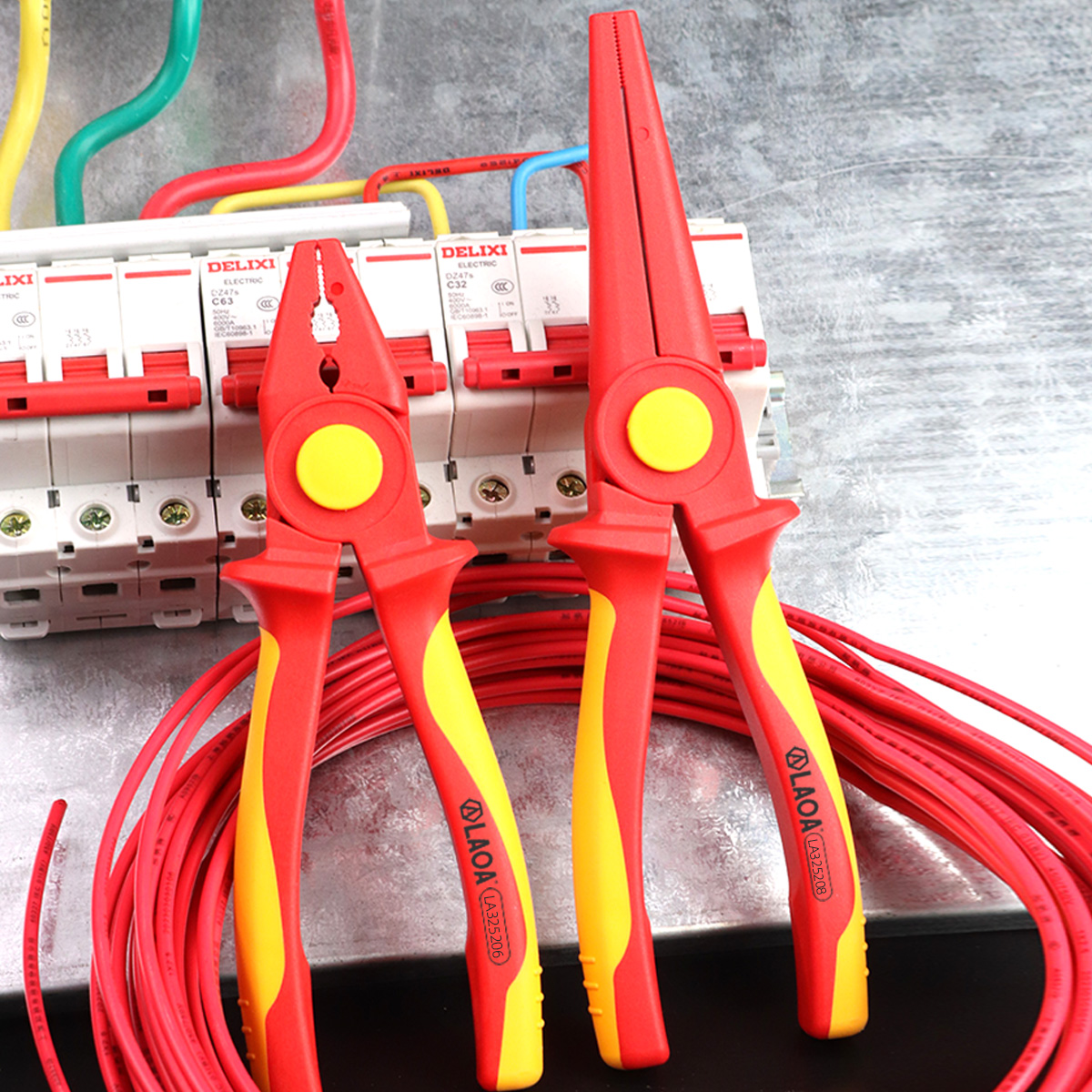 Alicate De Ponta Fina Isolado LAOA-Cortador De Fio Multifuncional Para Trabalho Em Eletricista Com Punho Sólido