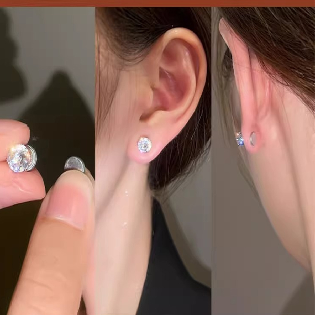 Brincos Magnéticos Brilhantes Clip-on, Sem Perfuração, para Homens e Mulheres.