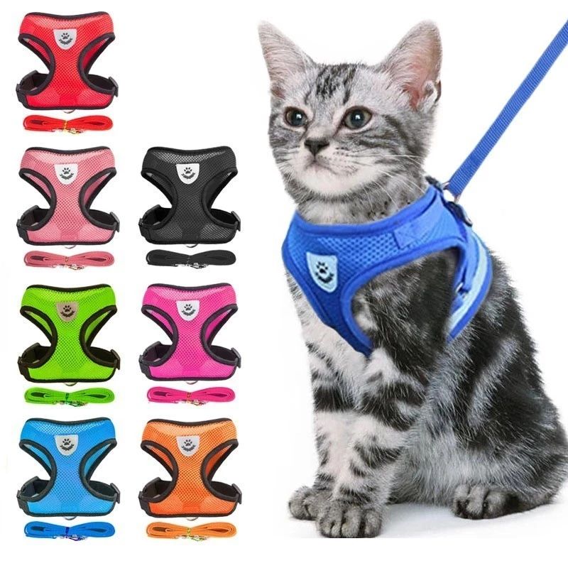 Arnês de Malha PetComfort Pro - Cinta Respirável para Cães e Gatos, Coleira Refletiva com Argola de Metal.