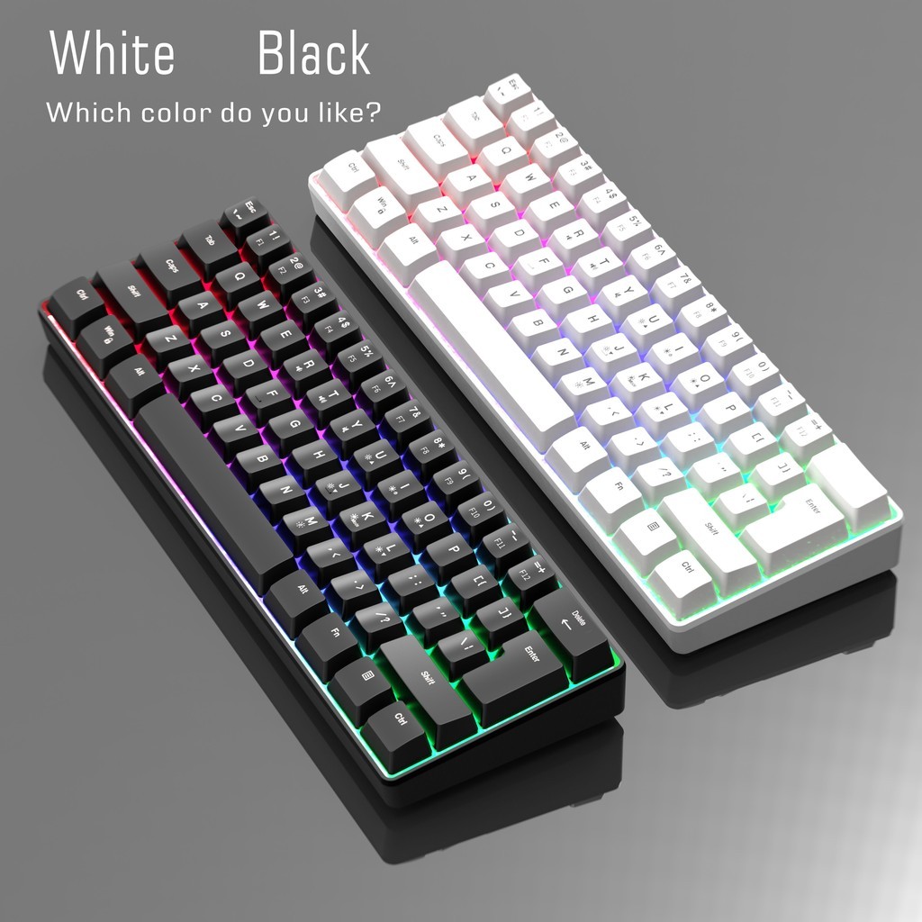 Teclado USB 61 Teclas RGB Luminous Mini 60 % Para Computador Notebook