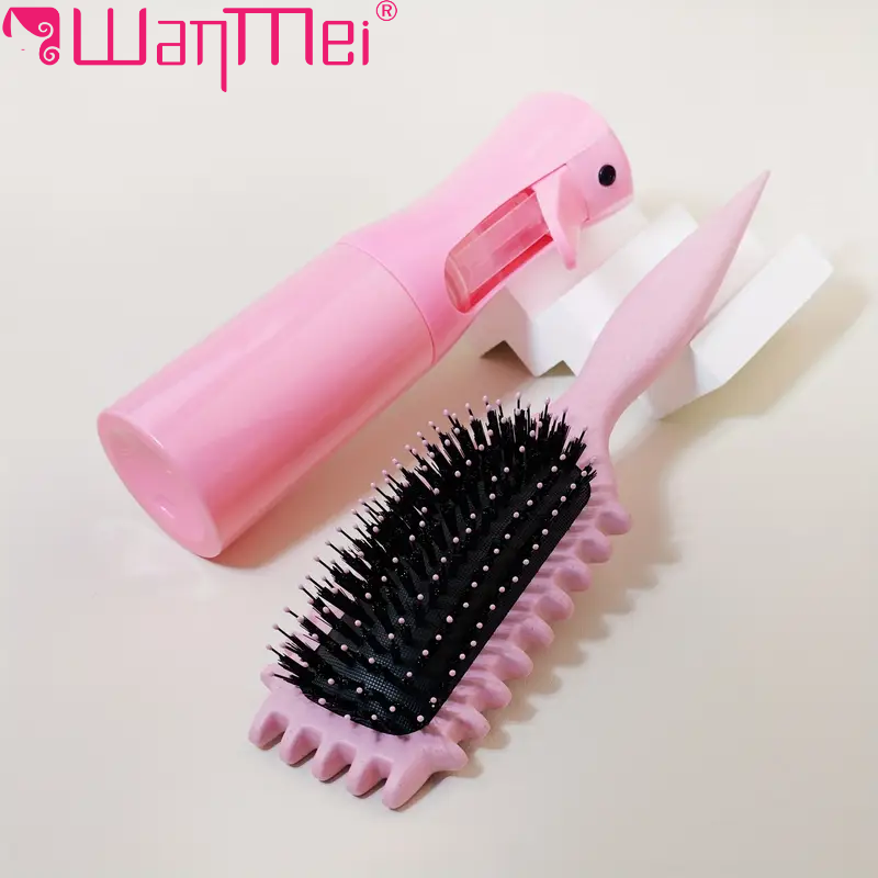 Conjunto de Escovas WANMEI com 2 peças - escova de cerdas para cachos e garrafa sprayer, i...