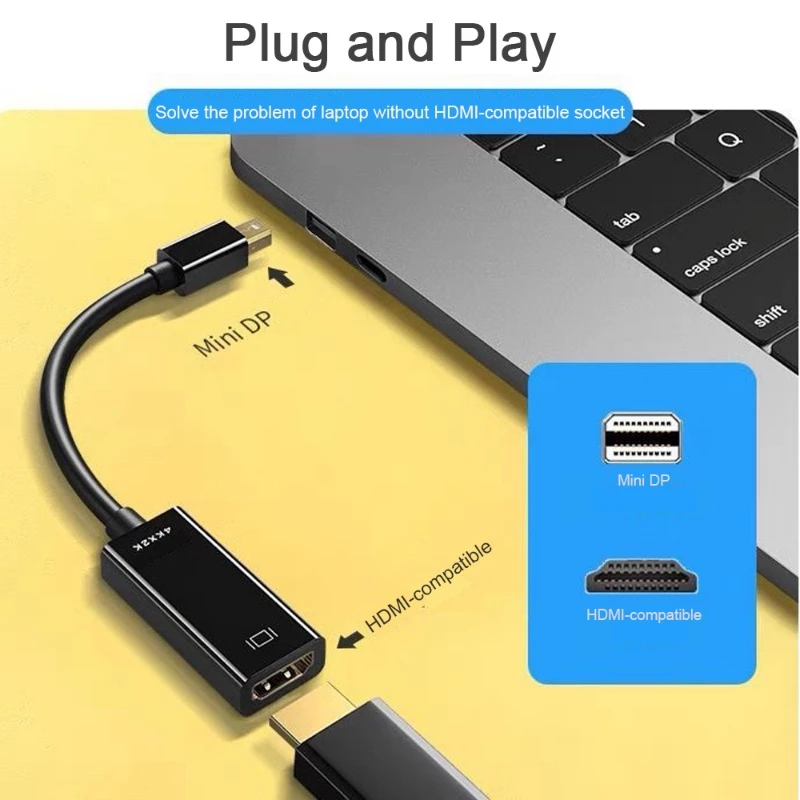 Novo Adaptador Mini Display Port para HDMI Fêmea Compatível com HDTV Conversor 4
