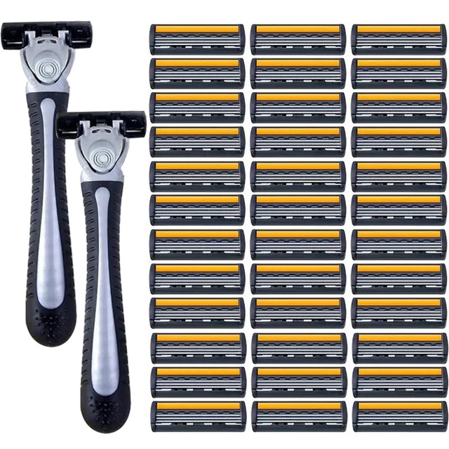 Barbeador De Viagem Amarelo De 3 Camadas Masculino-Tira Antiderrapante Para Barbear Suave E Seguro , Tratamento Diário