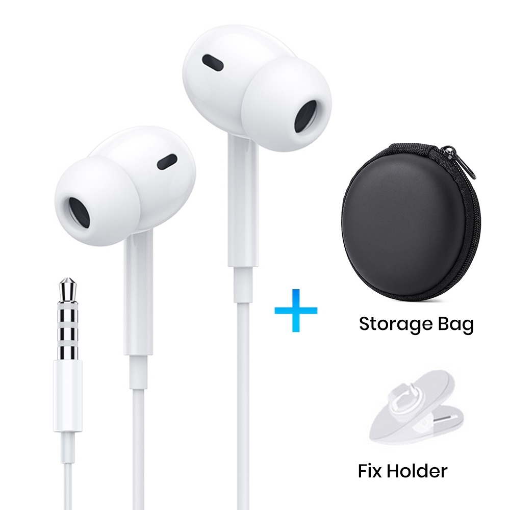 Fones De Ouvido 3.5 Mm Com Controle Fio IEM Microfone Estéreo Branco Smartphones De Alta Qualidade Música Esportes Corri