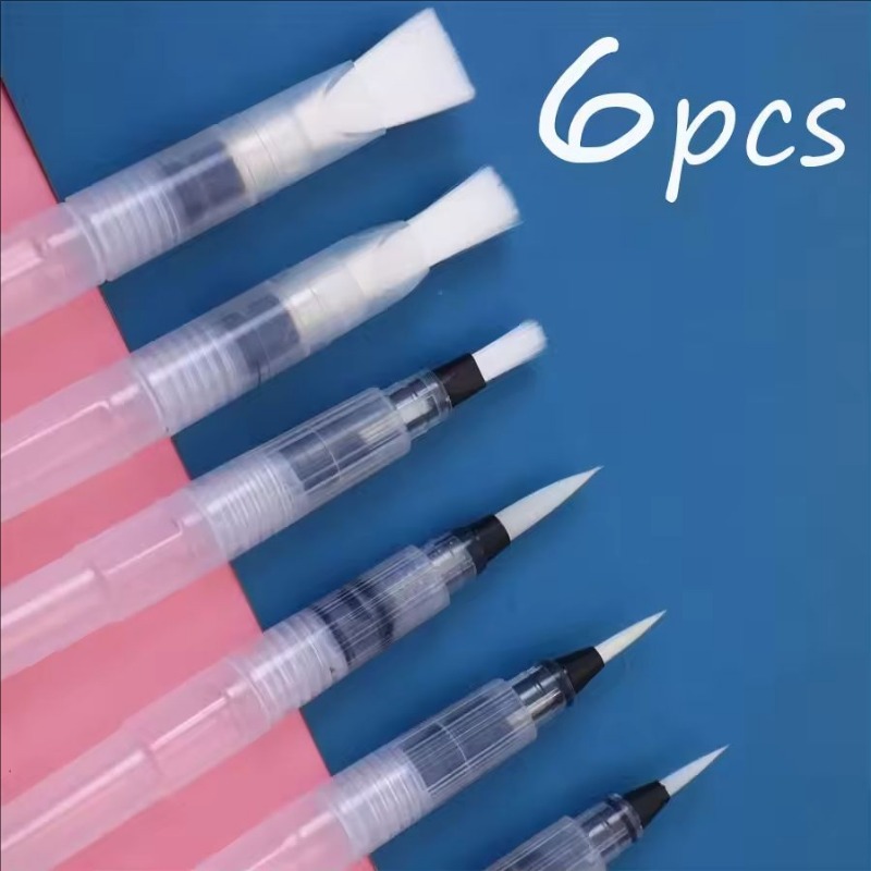 Conjunto De Canetas De Pincel Aquarela Recarregáveis , Água De Ponta De Nylon Macio De 6 Peças Para Pintura , Desenho E 