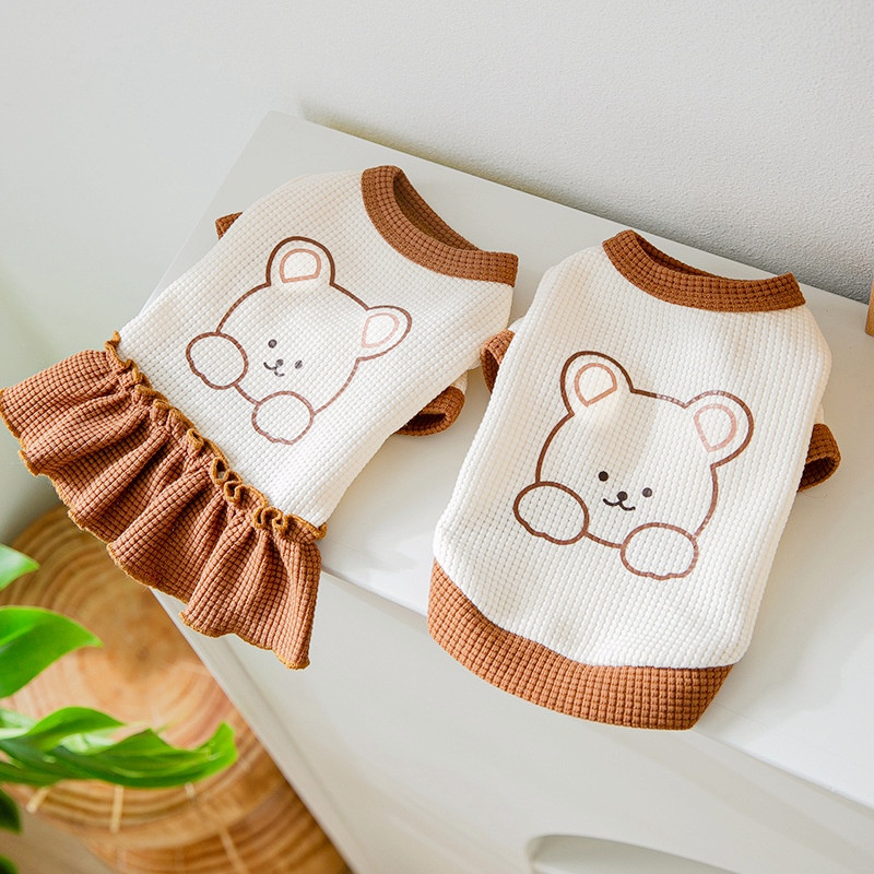 Roupas De Casal De Animal De Estimação Fofas De Cachorro Urso Para Shih Tzu Camiseta Gato ...