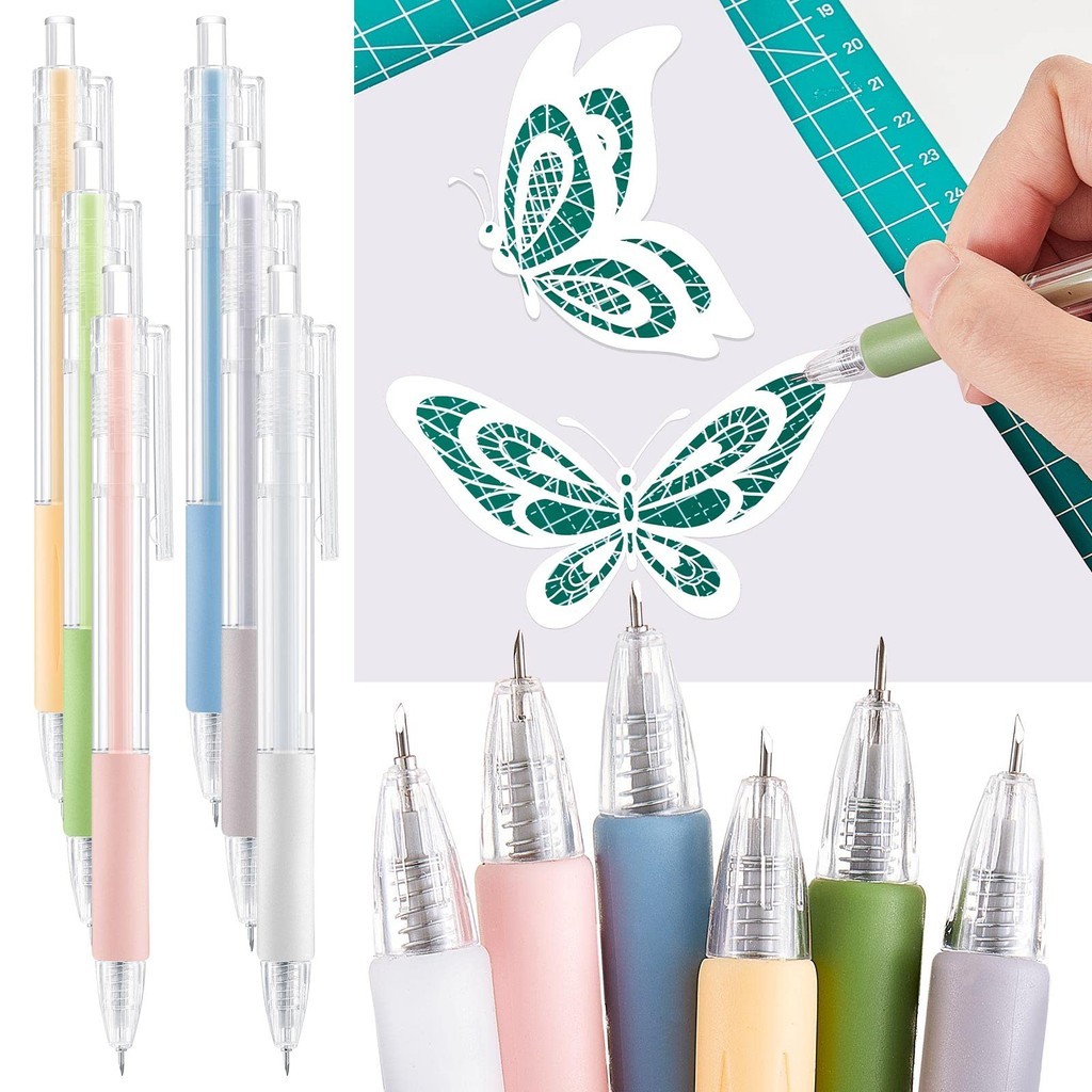 Conjunto de 2 peças - Caneta de gravação prática, 1 caneta faca + 1 lâmina sobressalente, para criatividade em arte com