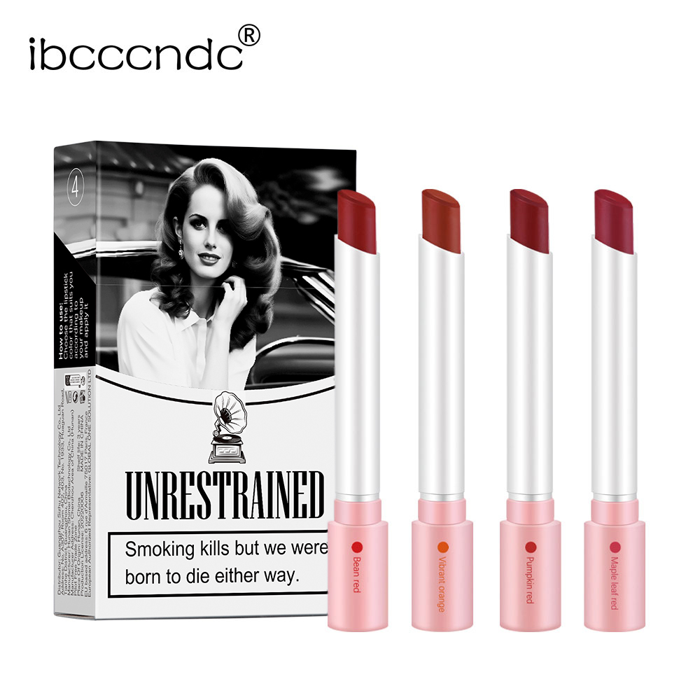 Conjunto de Batons Ibcccndc 4 Cores/Set, Batom Matte de Longa Duração, à Prova d'Água e co...