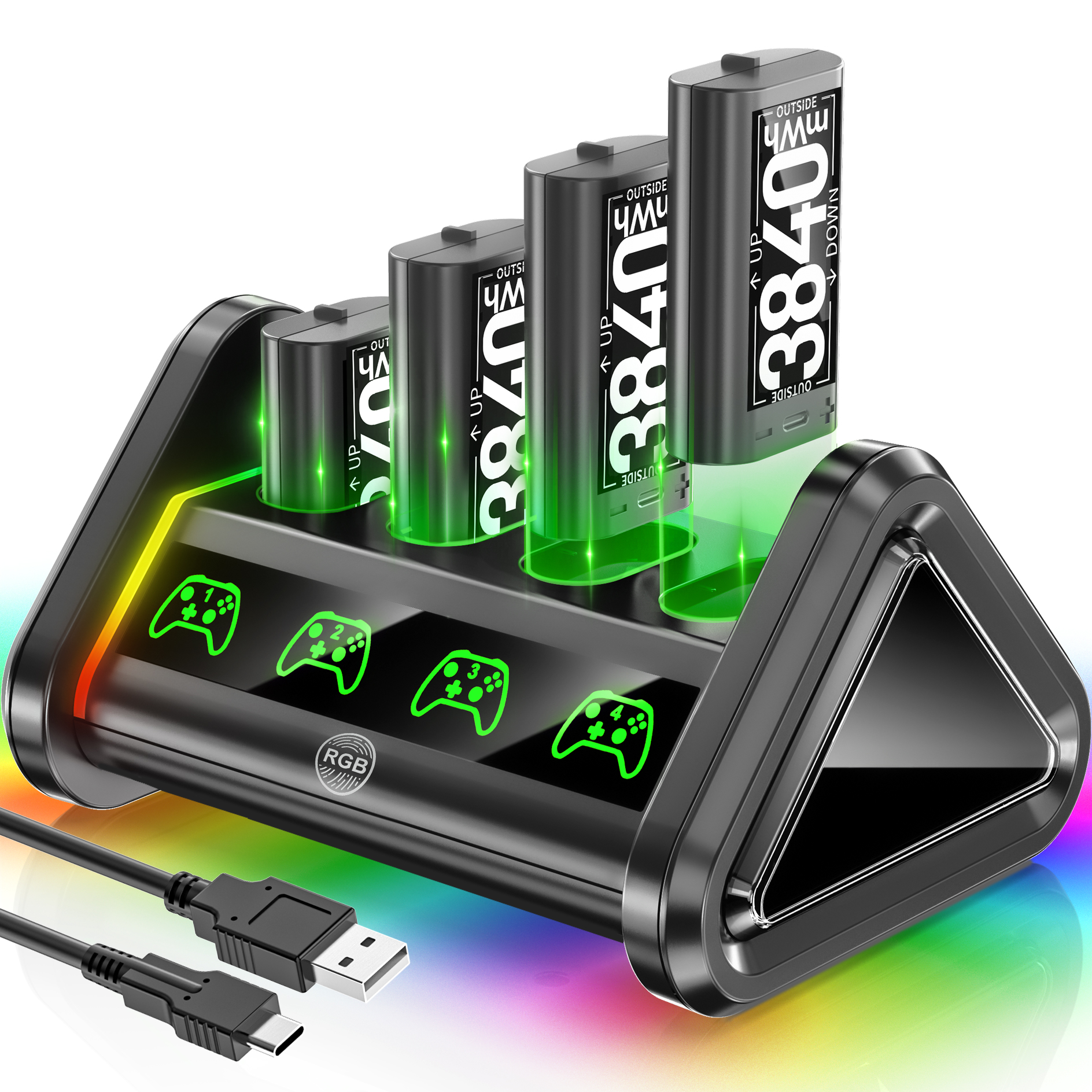 OIVO 4 Pacotes de Baterias Recarregáveis para Controle Xbox Series X/S/One X/S/Elite com Base Carregadora