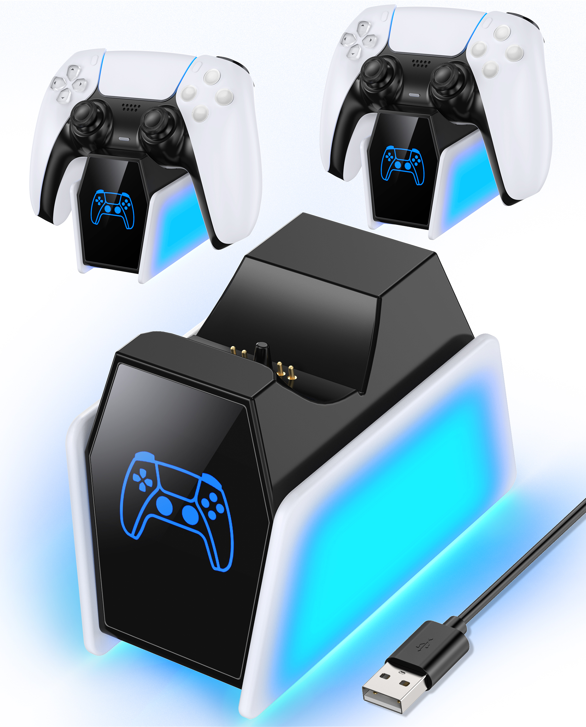 Estação de carregamento do controlador para PlayStation 5 Dualsense e Edge, dock de carregamento rápido, acessórios para