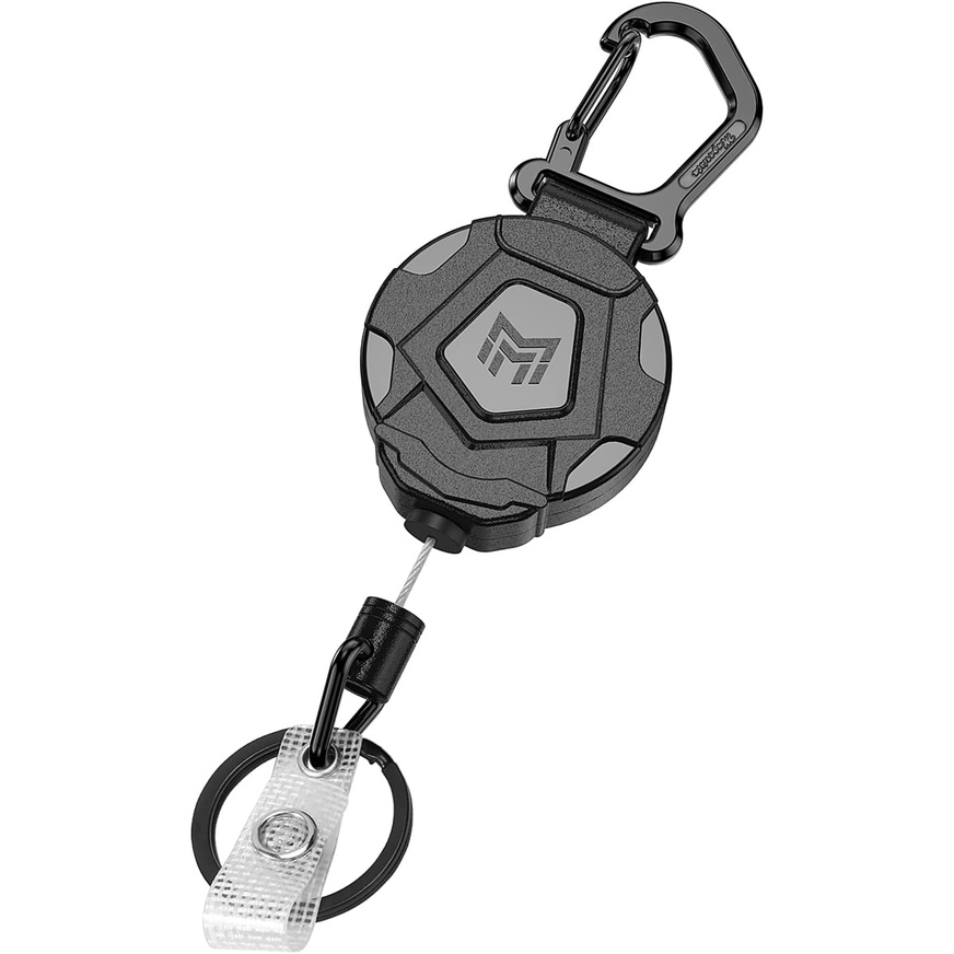 Chaveiro Retrátil, Clipe de Distintivo com Carabina Resistente, com Corda de Aço Retrátil de 31,5 polegadas