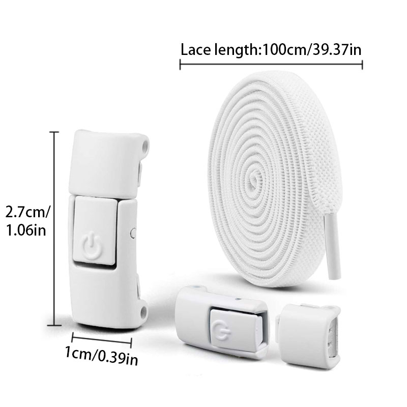 1 Par de Cadarsos Sem Nó com Fecho de Pressão, Lacos Planos de 8mm de Largura, Solução de Lacing Fácil.