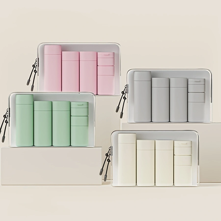 Conjunto de frascos de viagem PE com 6 peças, recipientes à prova de vazamento para shampo...