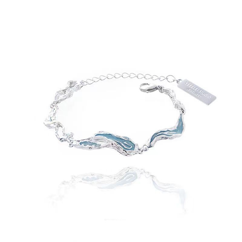 Moda Retro Hip Hop Irregular pulseira elegante requintado único azul pulseira masculino feminino