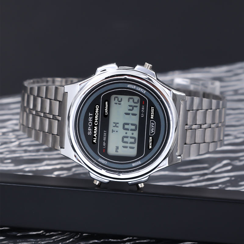 Novo Relógio Digital Ultrafino Unissex com LED, Pulseira de Aço Inoxidável Multifunção, Peça de Moda em Liga.