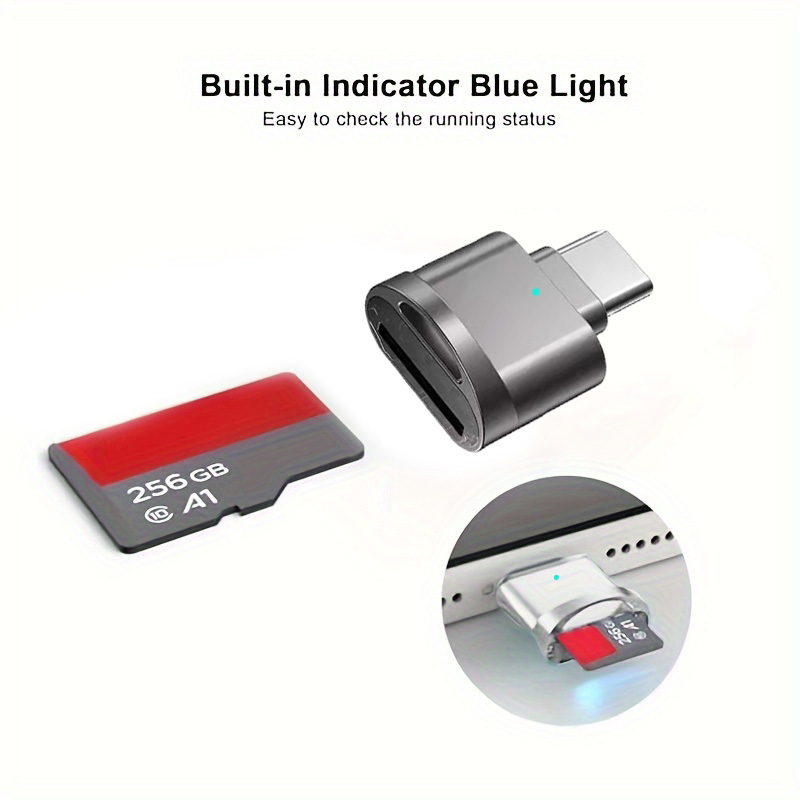 Mini Leitor De Cartão TF/SD Móvel Tipo C OTG Para Huawei iPhone 15 Plus Pro Max Android