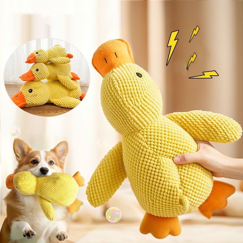 Brinquedo de Pelúcia Pato Latindo para Cães; Brinquedo para Mastigação para Limpeza dos Dentes; Brinquedo de Urso de