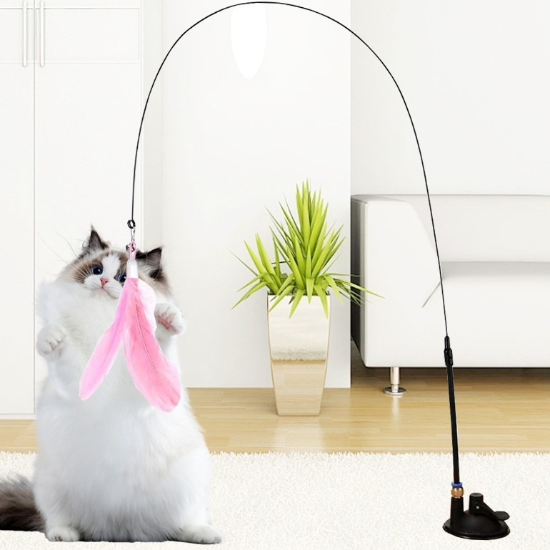 Brinquedo Automático De Provocação De Gato De Penas , Ventosa Forte Com Sino , Jogo Interativo Para Gatos Preguiçosos