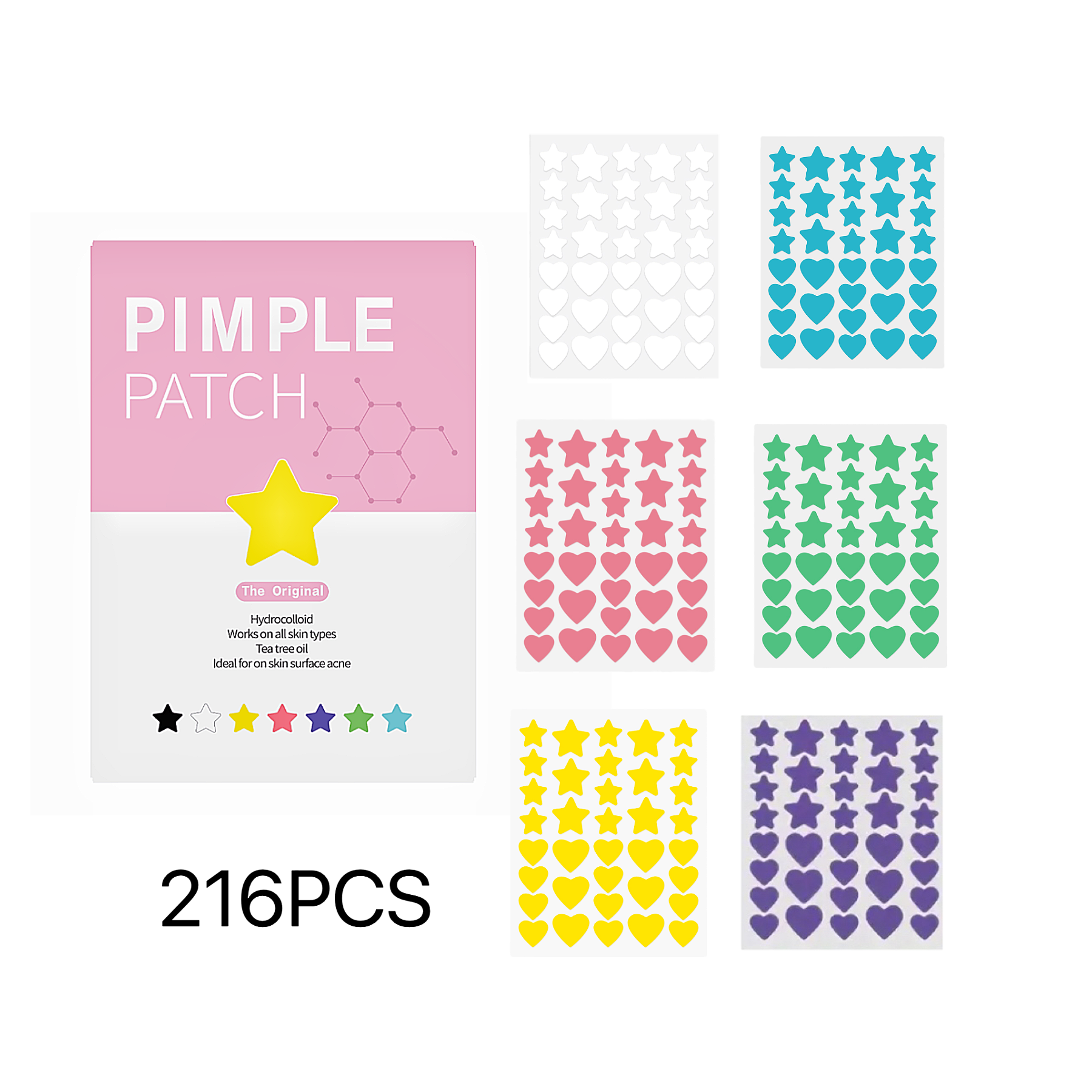 Novo Adesivo para Acne em Forma de Estrela e Coração, Remoção Invisível de Acne, Produtos para Cuidado da Pele, Filtro