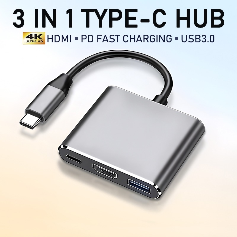 Adaptador 3 Em 1 Type C Para USB3.0 Hub HDMI 4K Samsung USB Dock PC Laptop