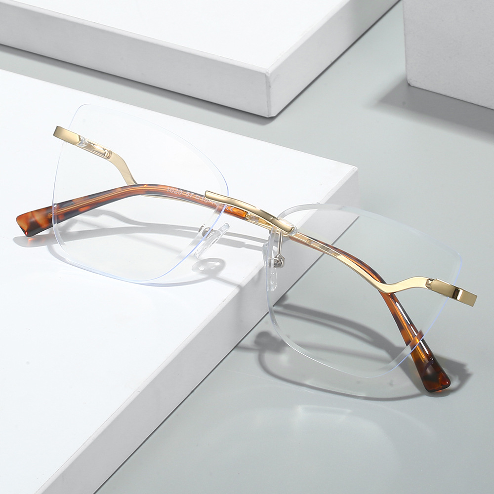 Óculos de Sol Estilo Gato com Lente Azul para Mulheres | Anti-Radiação, Lente Lisa para Leitura/Uso Diário