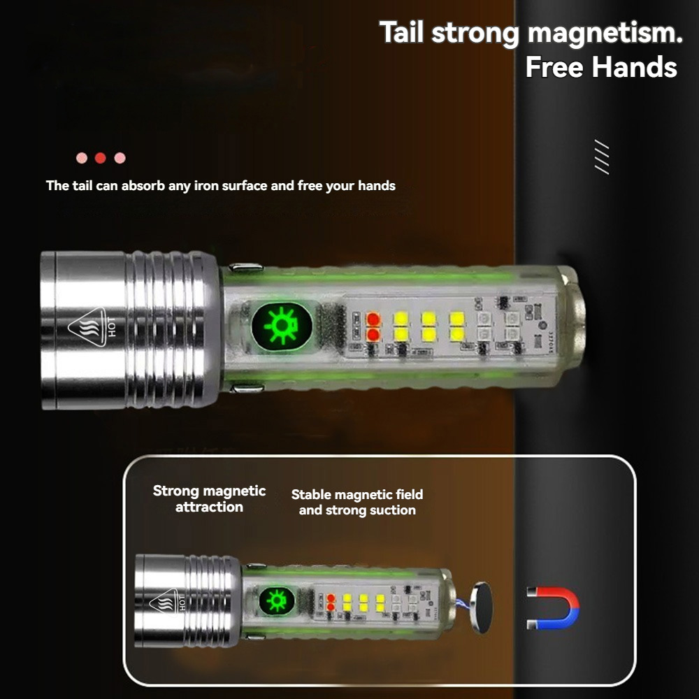 Lanterna LED Recarregável Super Brilhante, Spotlight de Alta Potência, Tocha Tática Impermeável, Lanterna de Emergência