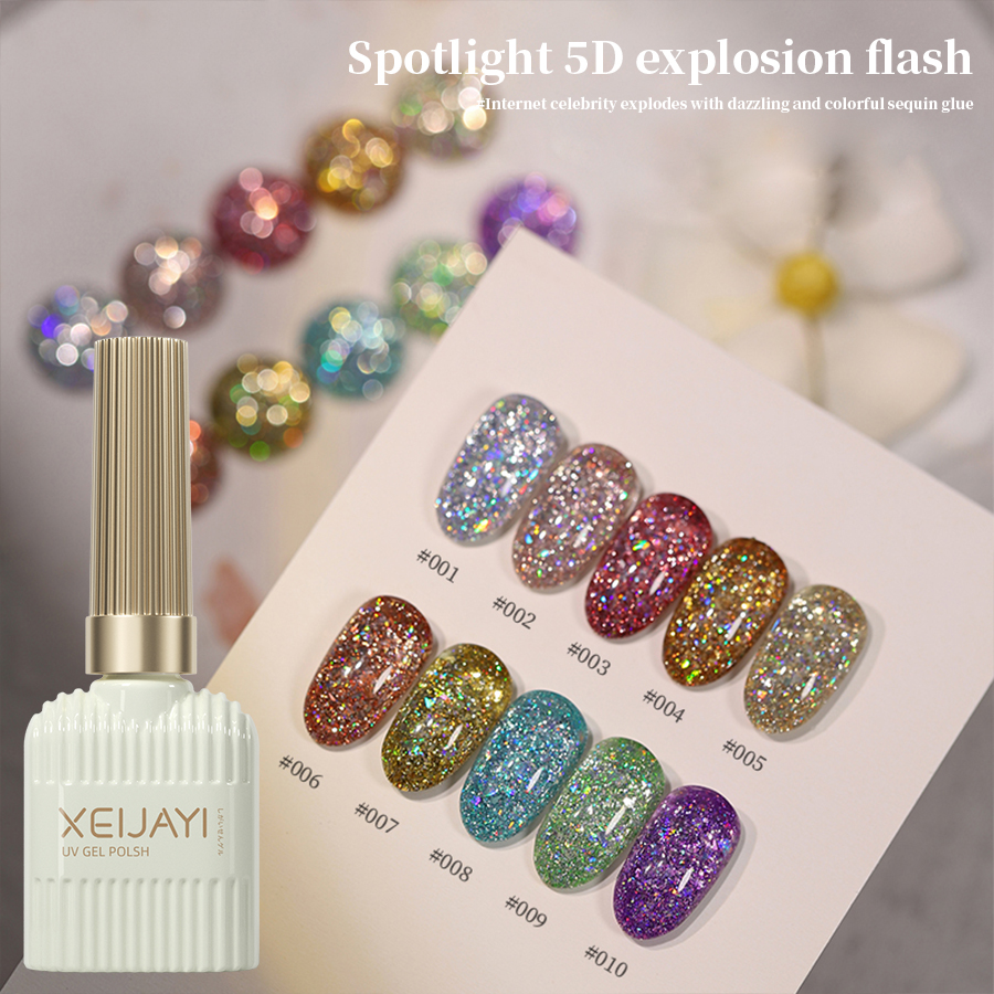 XEIJAYI 15ML Gorgeous Glitter Gel Conjunto De Esmaltes : Coleção De Diamantes Para Iniciantes-Perfeito Arte Das Unhas