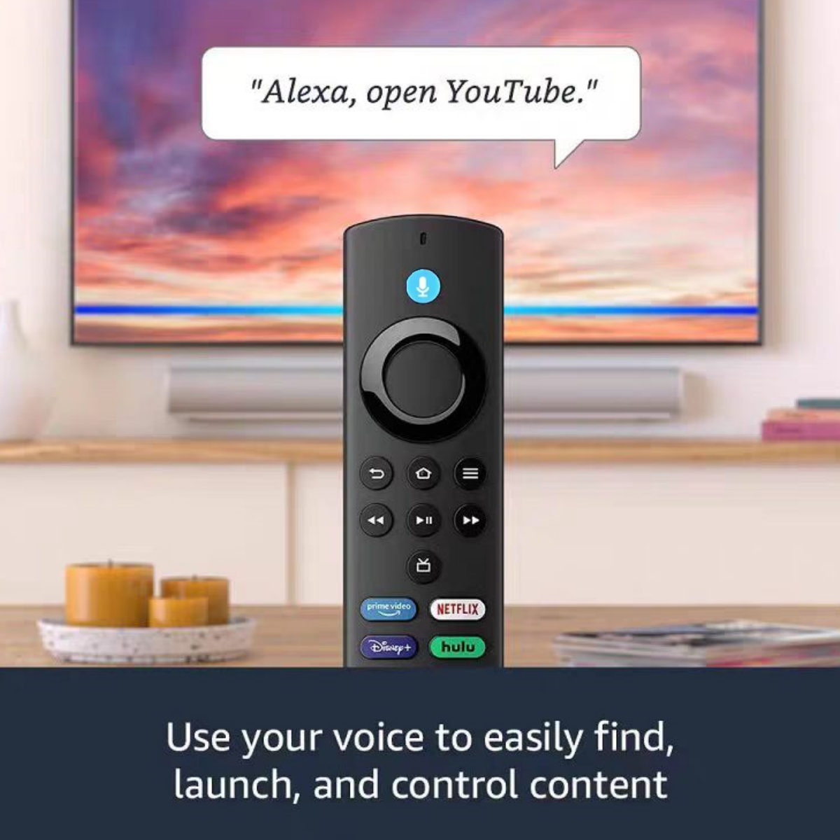 Substituto de Controle Remoto por Voz compatível com Fire TV Stick/TV Cube/Lite/4K/4K Max e compatível com