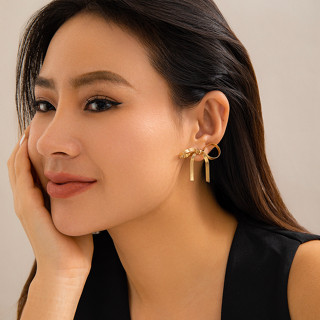 Brincos De Cobra De Cadeia Com Laço Para Mulheres Acessórios De Encanto Feminino Na Orelha 2024 Fashion Jewelry Female Girls Gifts