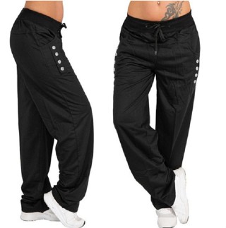 Calças de Laço Sólido Feminino de Cor Sólida Casual Retas Soltas