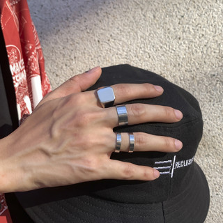 4 Pcs Ampla Superfície Lisa E Conjunto De Anéis Quadrados Geométricos Para Homens De Dedo De Rua Estilo Japonês Coreano Acessórios Na Mão 2024 Fashion Jewelry Presentes Masculinos