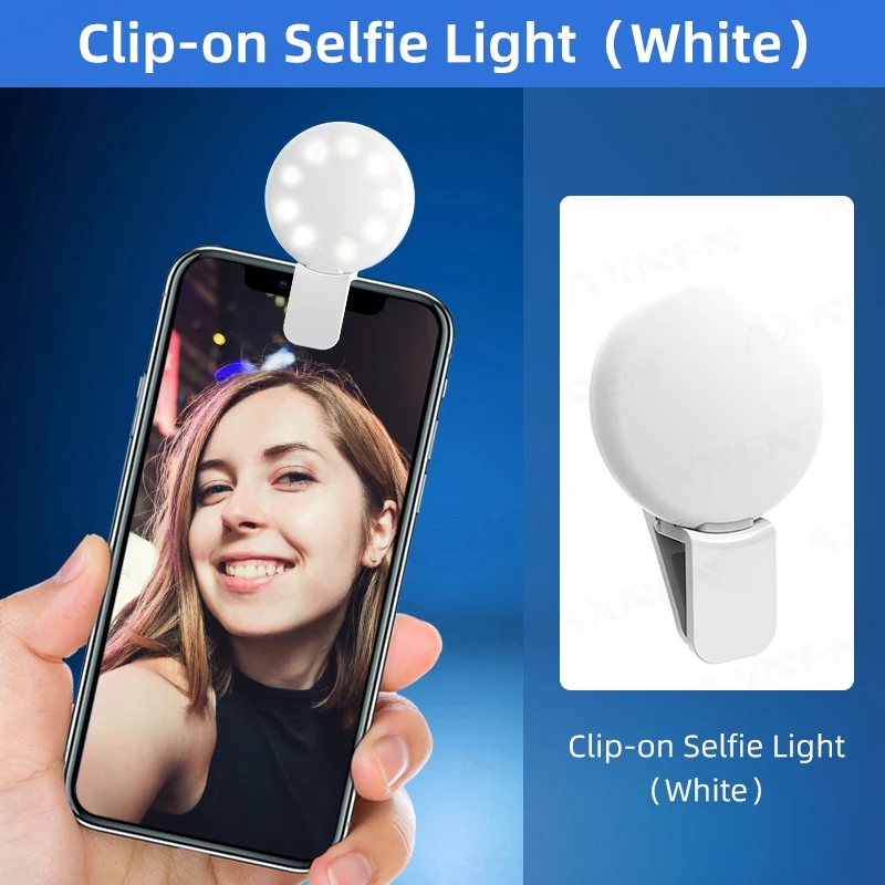 Luz De Preenchimento Para Smartphone Selfie Regulável Celular Recarregável USB