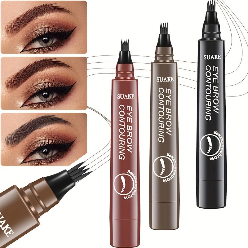 Caneta De Sobrancelha Microblading De 4 Pinos-Traços Naturais À Prova D'água , Maquiagem De Longa Duração