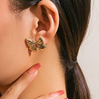 Elegante Brincos De Metal Pequeno Arco Cavilha Para Mulheres Encantos Da Tendência Acessórios Fofinhos Orelha 2024 Fashion Jewelry Presentes Femininos Meninas