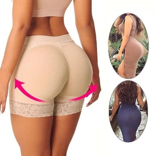 Calcinha Acolchoada Feminina Intensificador De Quadril Preto/Bege S-2XL Modelador Sexy Com Acolchoamento Confortável Rou