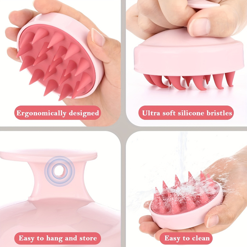 Escova De Shampoo De Silicone Macio Limpa E Remove Caspa , Massageia O Couro Cabeludo Alivia Coceira