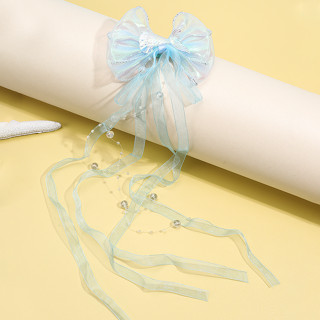 Prendedor De Cabelo Tulle Bowknot Com Cauda Longa Super Fada Sereia De Pérola