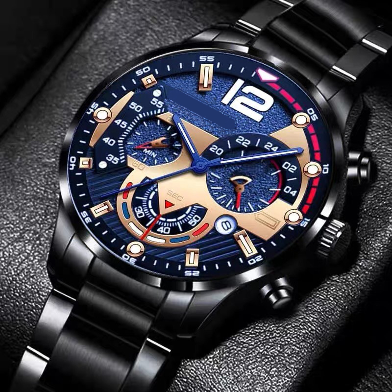 Relógios De Luxo Masculinos Pulseira De Ouro Aço Inoxidável Quartzo Calendário Relógio Para Homem Negócios Luminoso
