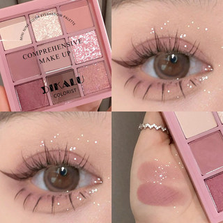 DIKALU Paleta De 9 Cores Rosa Fosco Brilhante Sombra De Olhos Festivais À Prova D'água De…