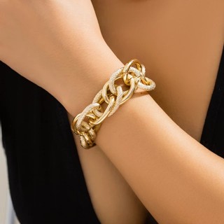 Pulseira Exagerada De Corrente Cruzada Grossa Para Mulheres Pulseiras De Mão Com Pedaços Na Tendência Acessórios De Pulso 2024 Fashion Jewelry Presentes Femininos Meninas