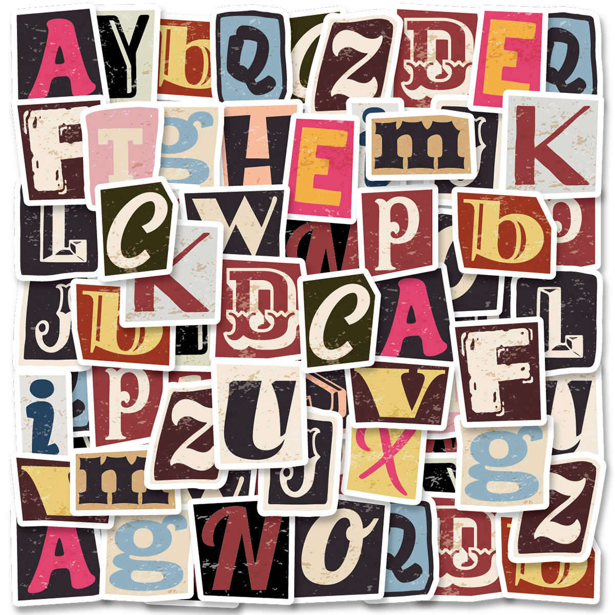 52 PCS PVC Retro Colorido Letras Em Inglês Estudante DIY Papelaria Decoração Adesivos Adequados Para Foto