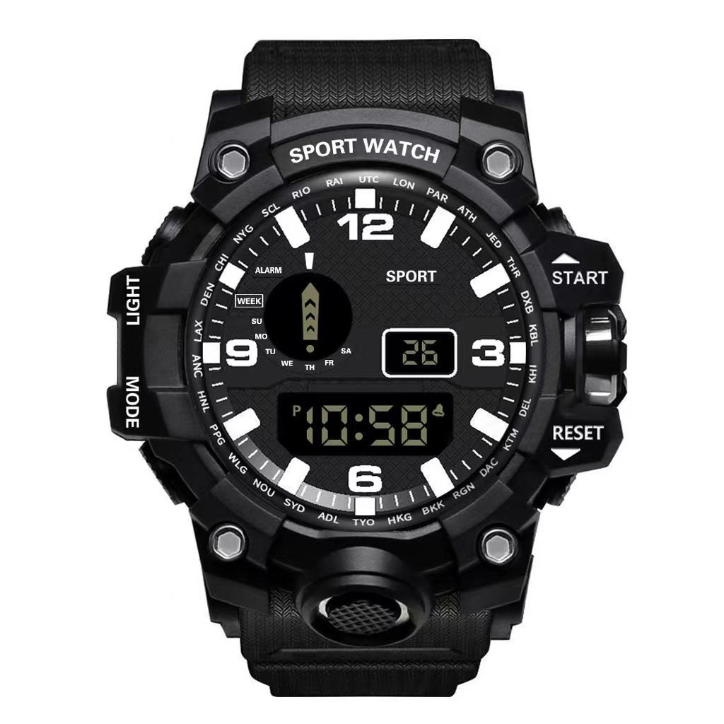 Relógio Esportivo Masculino Circulares - Tela Led com Cronômetro de Data e Iluminação Noturna
