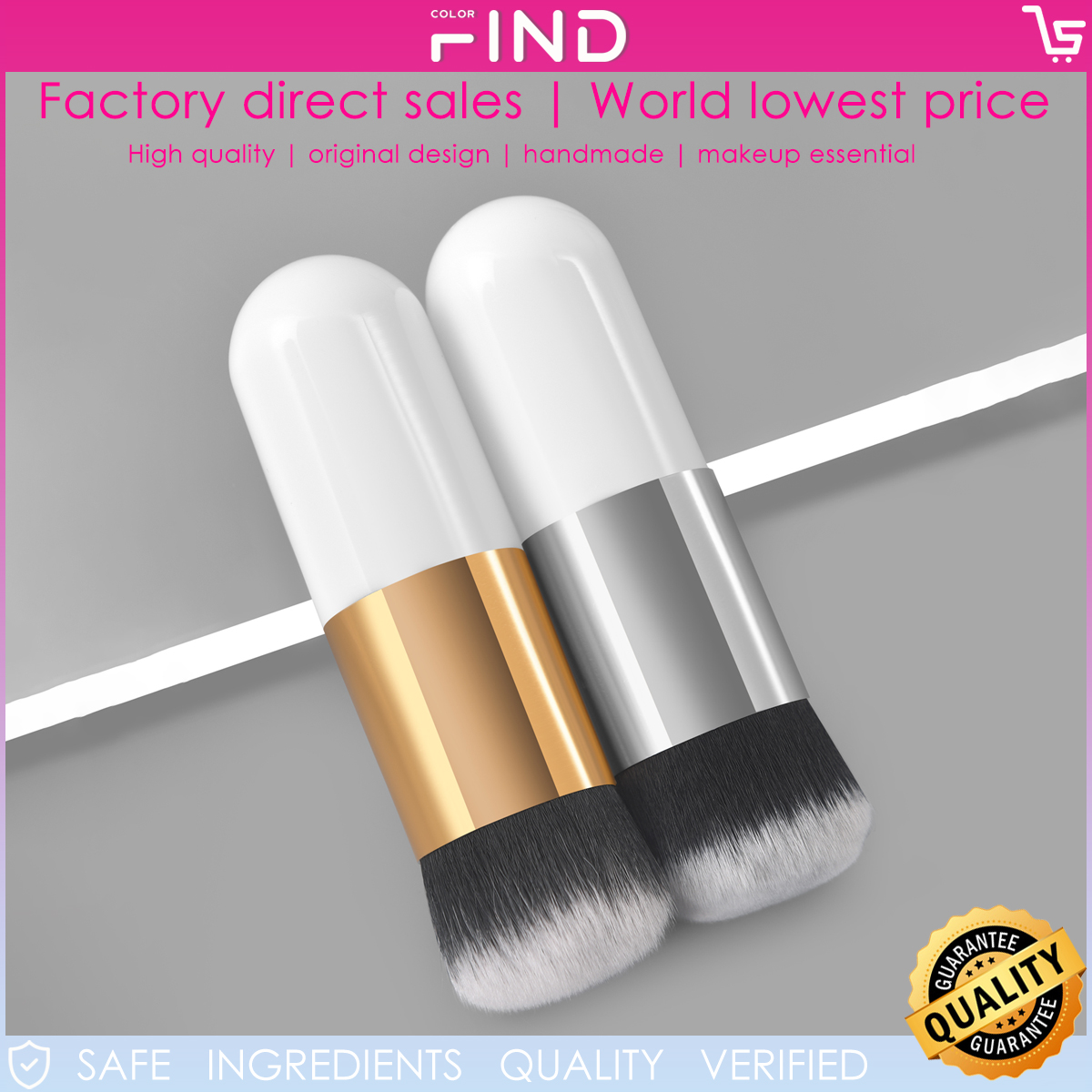 Findcolor 2pcs White Chubby Pier Pier Foundation Brush Set Também pode usar escova de manchas Foundation Brush Loose Powder Brush Face Contour Brush Limpeza das unhas Fábrica de escovas de limpeza direta Vendas diretas Alta qualidade