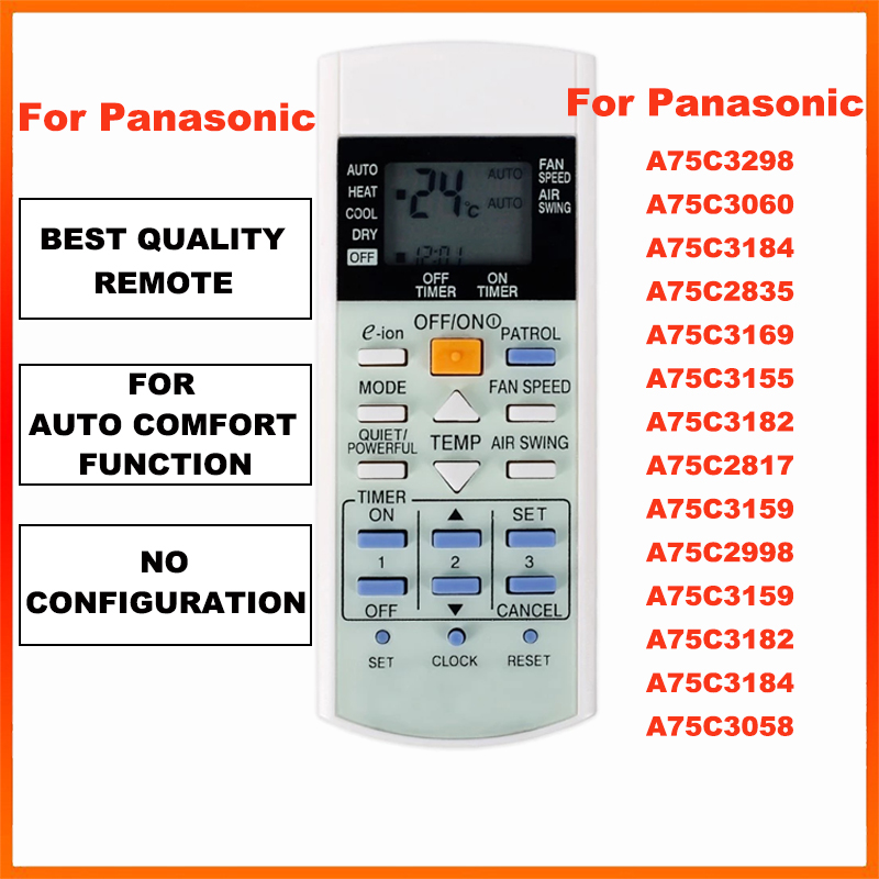 Para Panasonic Ar Condicionado Controlador De Controle Remoto Com Função Patrulha A75C3298 A75C3060 A75C3182