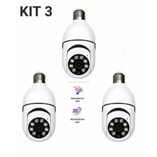 KIT 360 ° Câmera ip Wi-Fi Sem Fio Giratória Com Soquete De Lâmpada Bico De Parafuso ptz Vi...