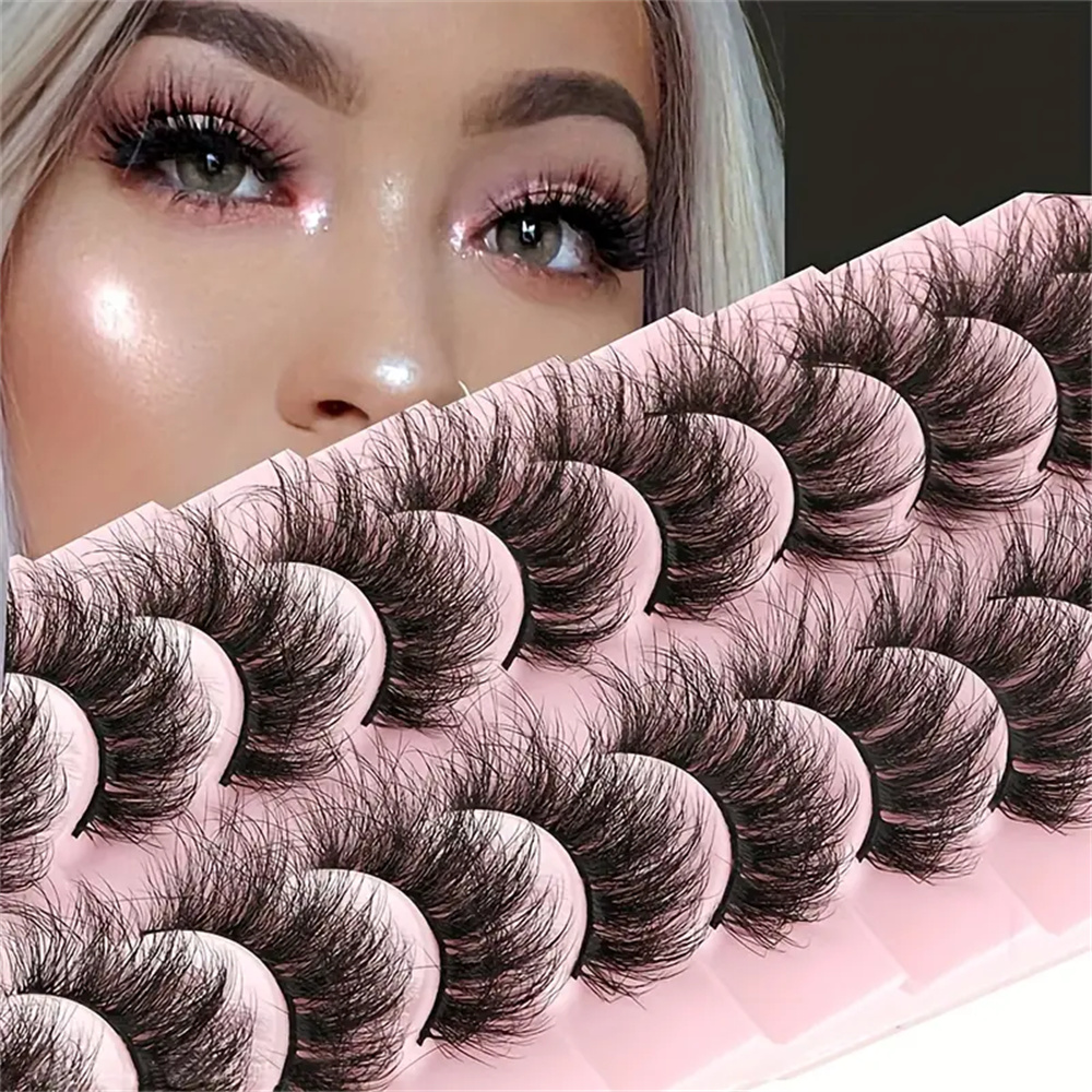 10 Pares Pestanas Fofas Artificiais de Mink Cílios de Mink 3D Encantadores Cílios de Encanto Cílios Extendidos Maquiagem Fofa Meninas Festa de Namoro Use Falsos Cílios