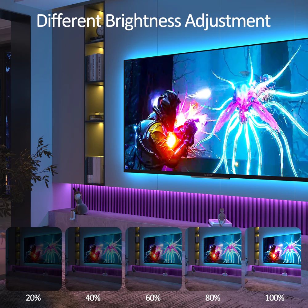 Nova Luz LED Strip Música Sincronizada RGB Luz de Fundo para TV Controle App/Remoto 5W 5V USB Alimentada Flexível para