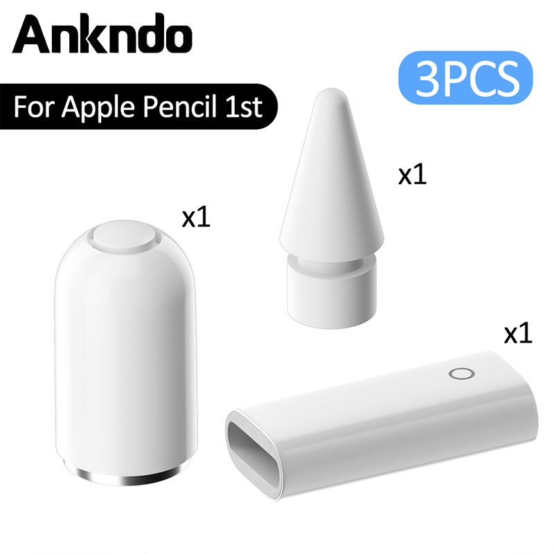 A-Apple Pencil Pen Stylus 1/2 Ponta sobressalente adaptador de carregador de ponta tampa de substituição