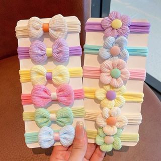 Conjunto de 6 Pecas Anel de Cabelo Elástico Alto para Crianças e Bebês Não Machuca Cabelo